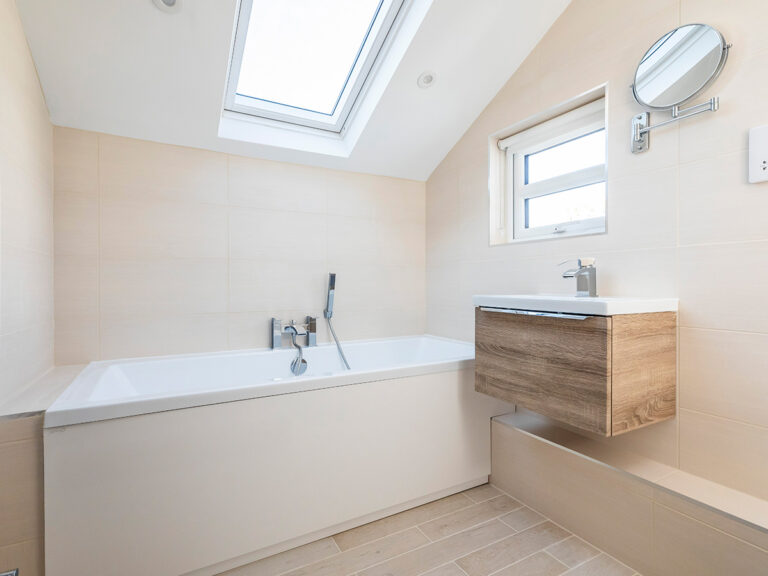 Refurbished bathroom of a property in Chapel Road, Poole - a renovation project by Baron.